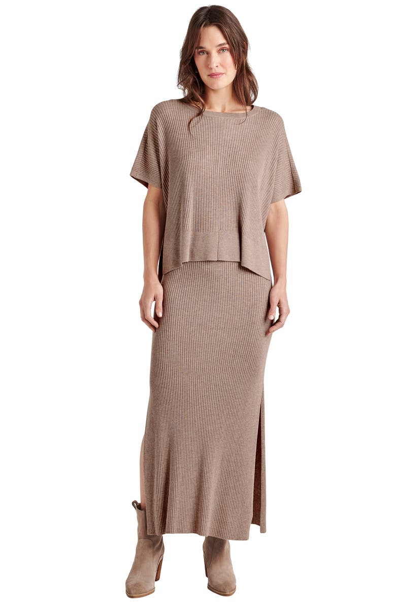 Splendid Georgie Short Sleeve Rib Sweater, Alternate, color, Tawny Heather