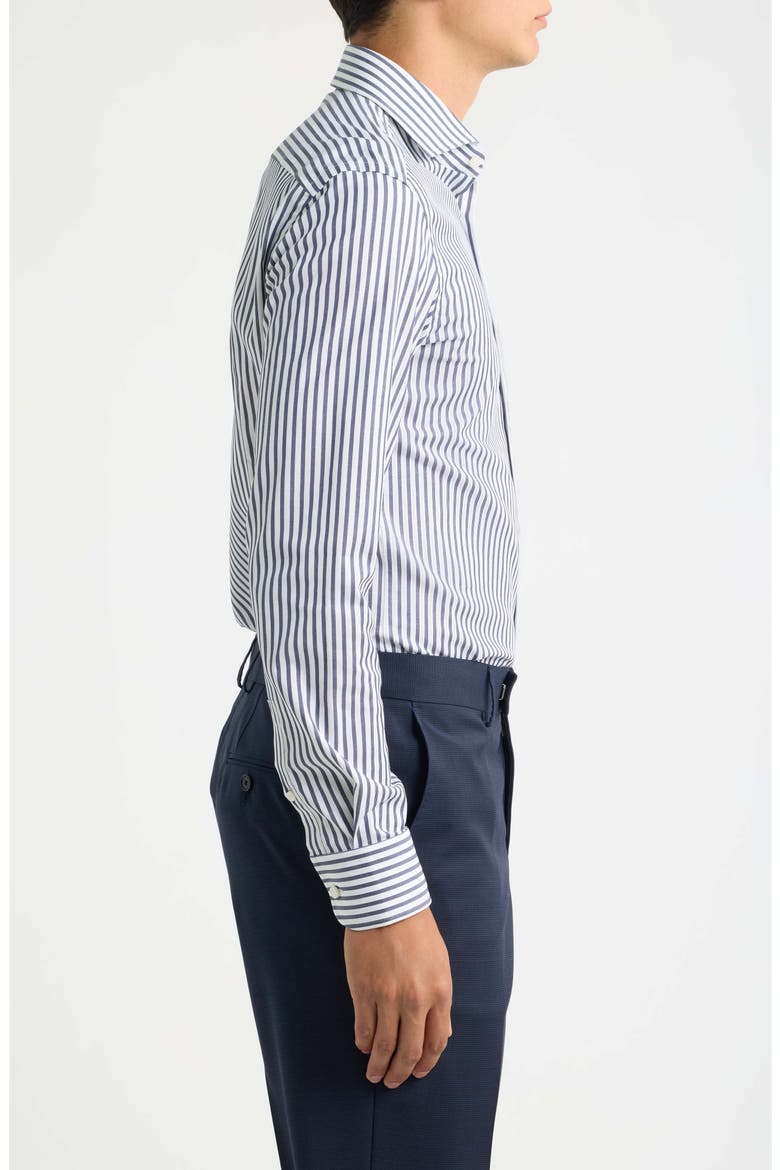 Hank Slim Fit Striped Dress Shirt, Alternate, color, DARK BLUE