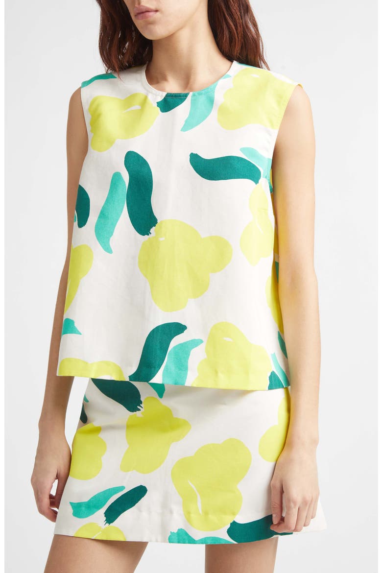 Erilasia Lemmitty Floral Cotton & Linen Top, Alternate, color, OFF WHITE YELLOW GREEN