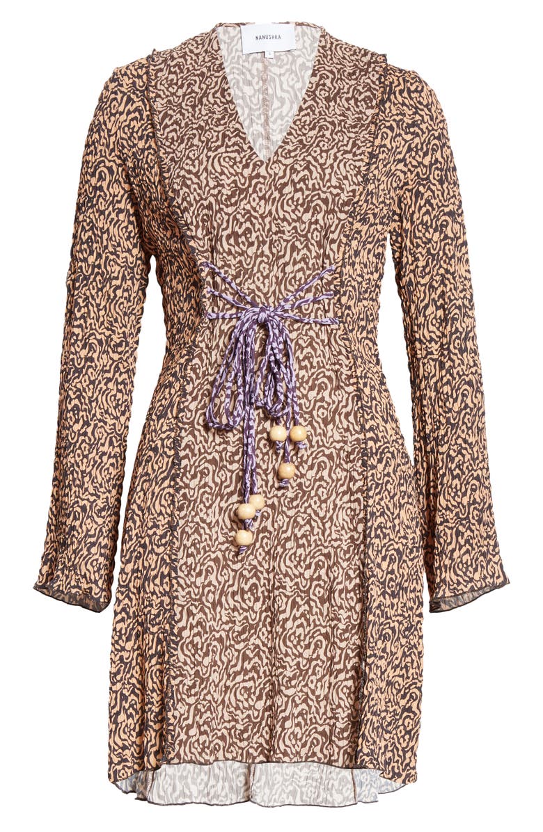 Nanushka Suki Colorblock Pleated Long Sleeve Minidress, Alternate, color,
