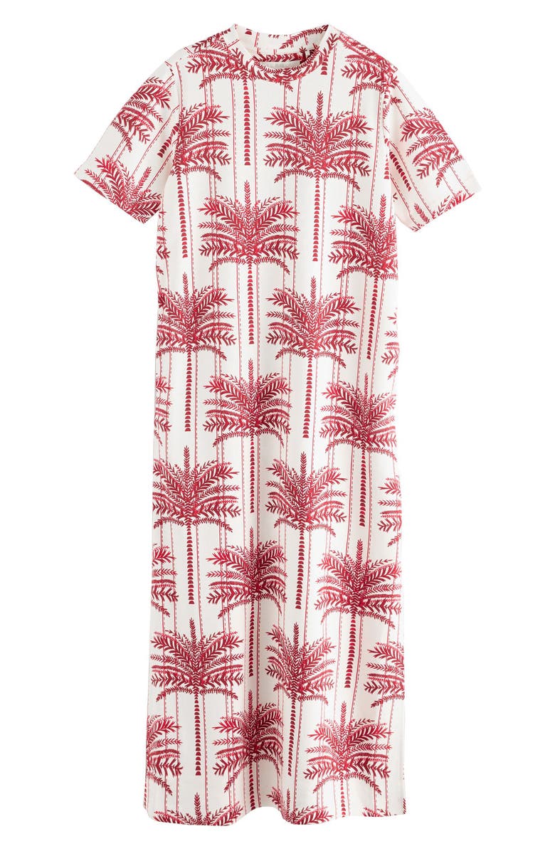 NEXT Palm Tree Print Cotton Maxi T-Shirt Dress, Main, color, Red/ Ecru