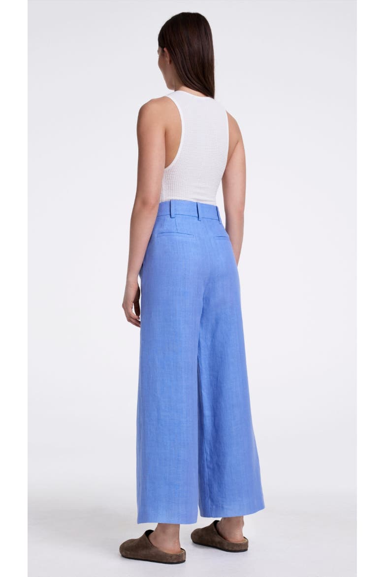 Linen Cropped Pleated Trouser, Alternate, color, Periwinkle Linen