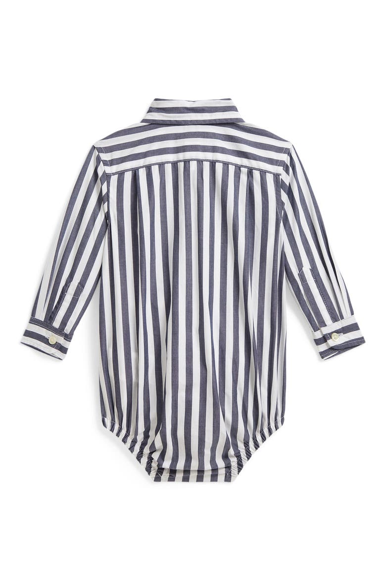 Kids' Striped Poplin Bodysuit, Alternate, color, NAVY WHITE