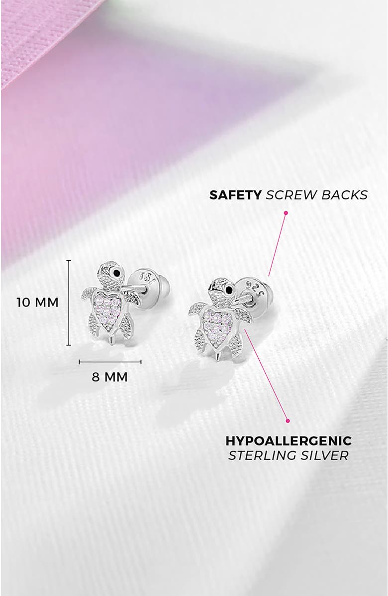 In Season Jewelry Cubic Zirconia Turtle Earrings, Alternate, color, Silver