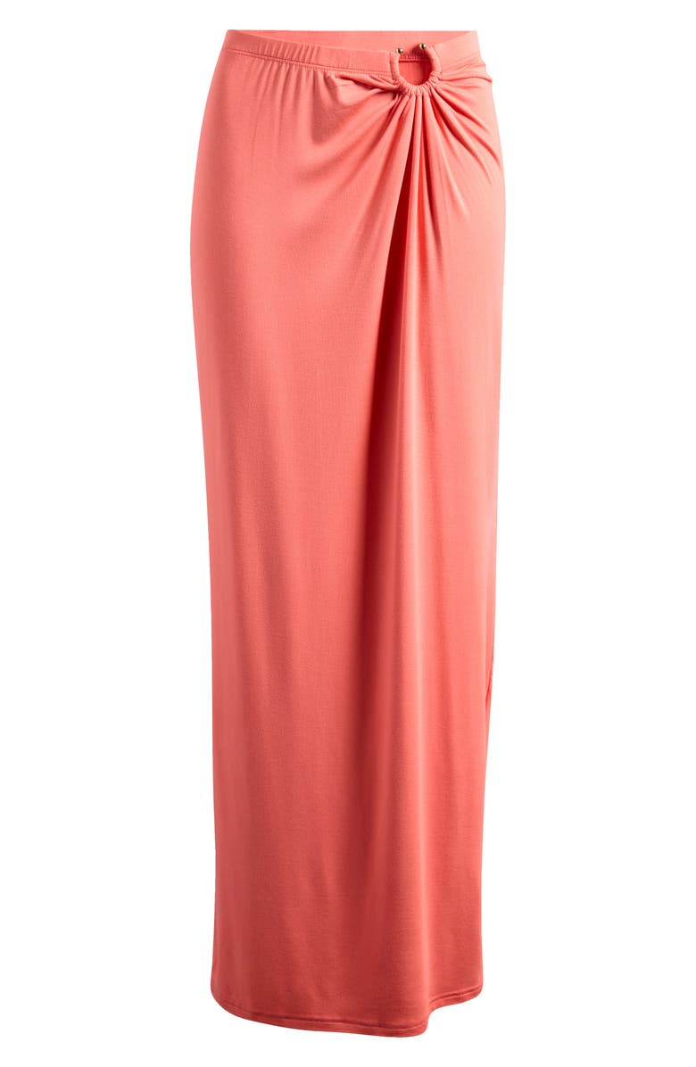Good American Ruched Jersey Maxi Skirt, Alternate, color, Coral002