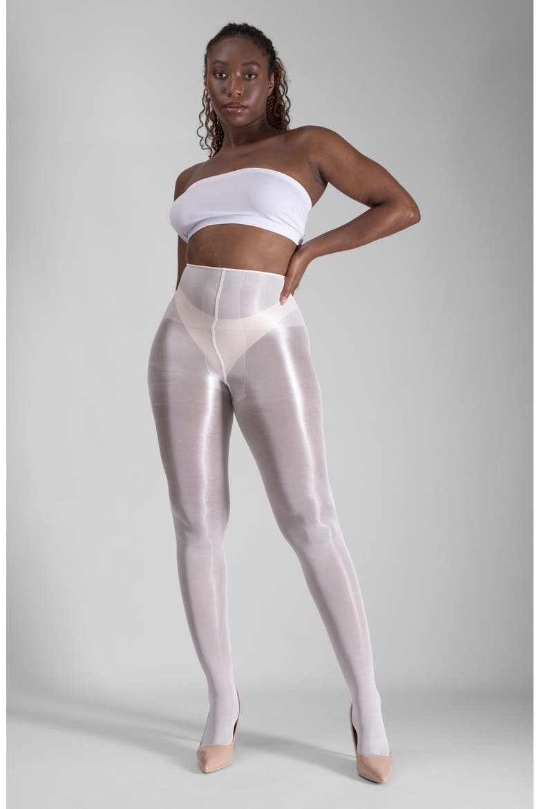 Lustrous Silky Shiny 40-Denier Semi-Opaque Tights, Alternate, color, WHITE