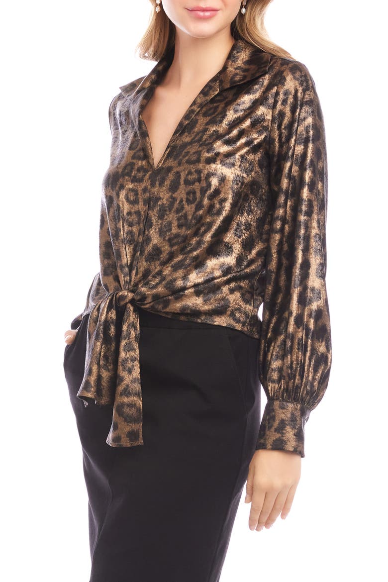 Tie Front Top, Alternate, color, LEOPARD