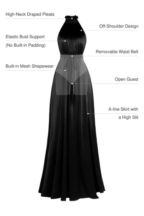 Popilush Draped High Neck Sculpting Floral-print Maxi Dress In Black