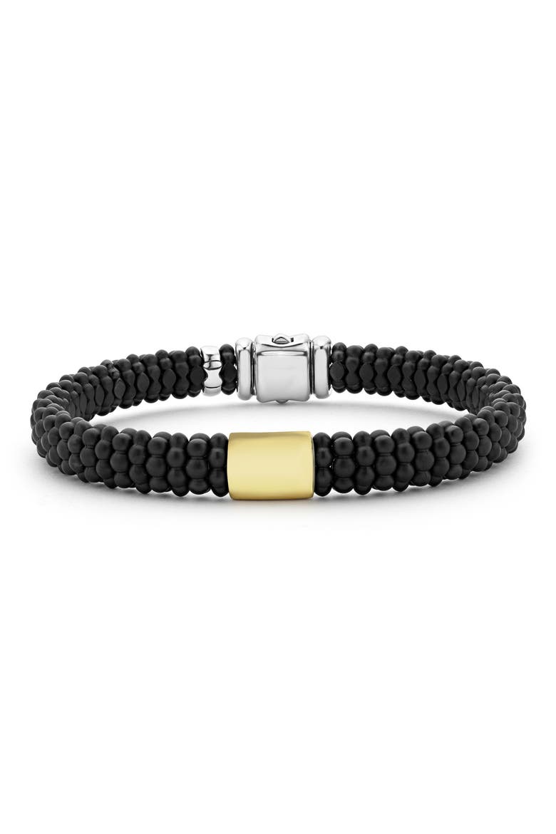 Men's Anthem Matte Black Ceramic Caviar Beaded Bracelet, Main, color, SILVER