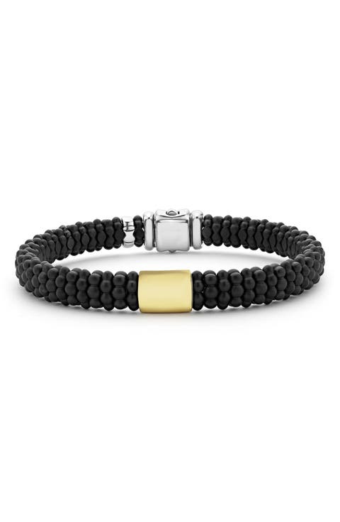 Men's Anthem Matte Black Ceramic Caviar Beaded Bracelet