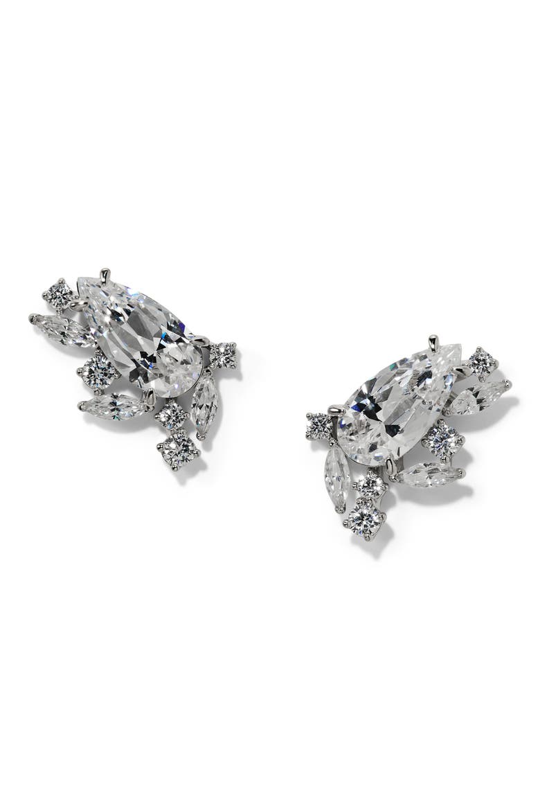 Cannes Cubic Zirconia Stud Earrings, Main, color, RHODIUM