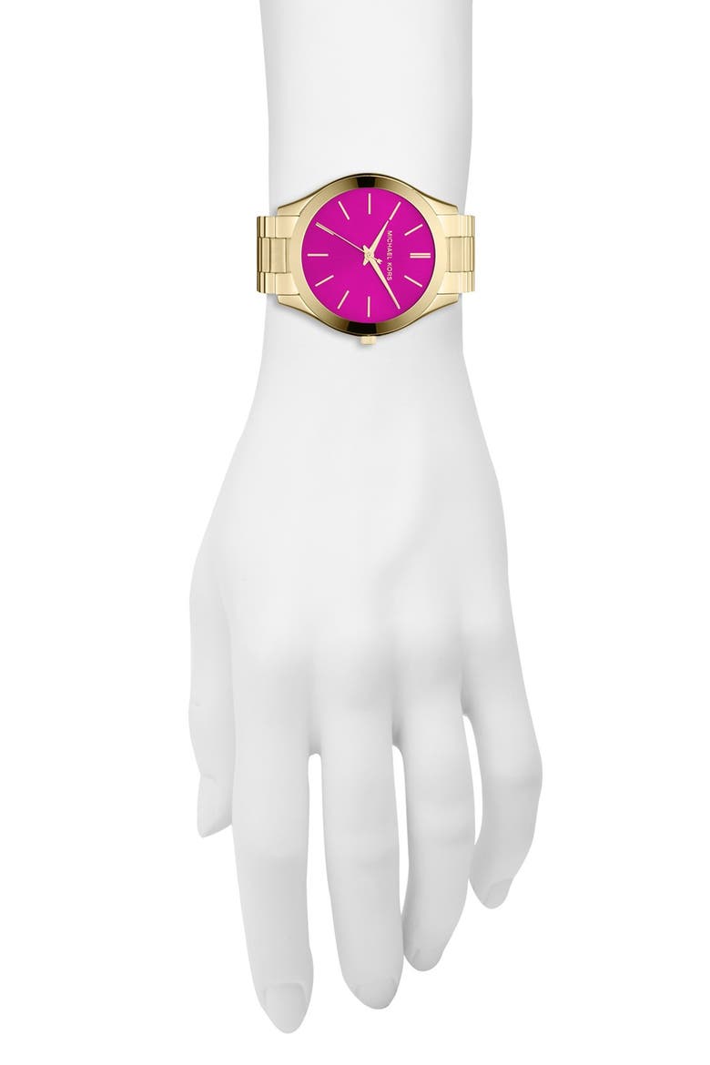 'Slim Runway' Bracelet Watch, 42mm, Alternate, color, GOLD/ PINK