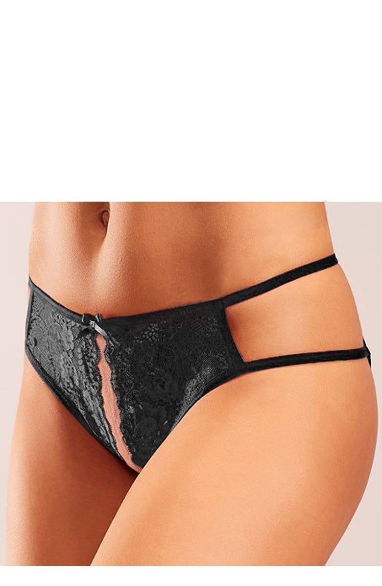 LASCANA Lace Open Brief, Alternate, color, Black