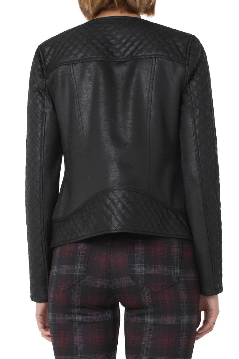 Quilted Faux Leather Moto Jacket, Alternate, color, BLACK COAT
