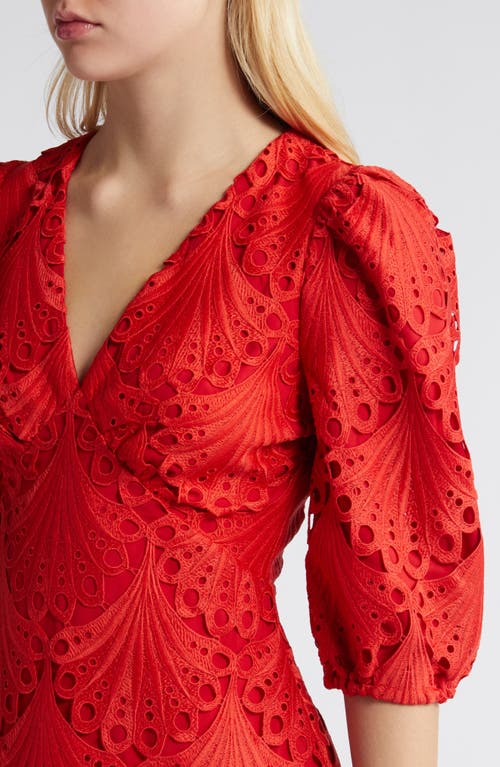 Shop Adelyn Rae Harper Lace Minidress In Poppy Red