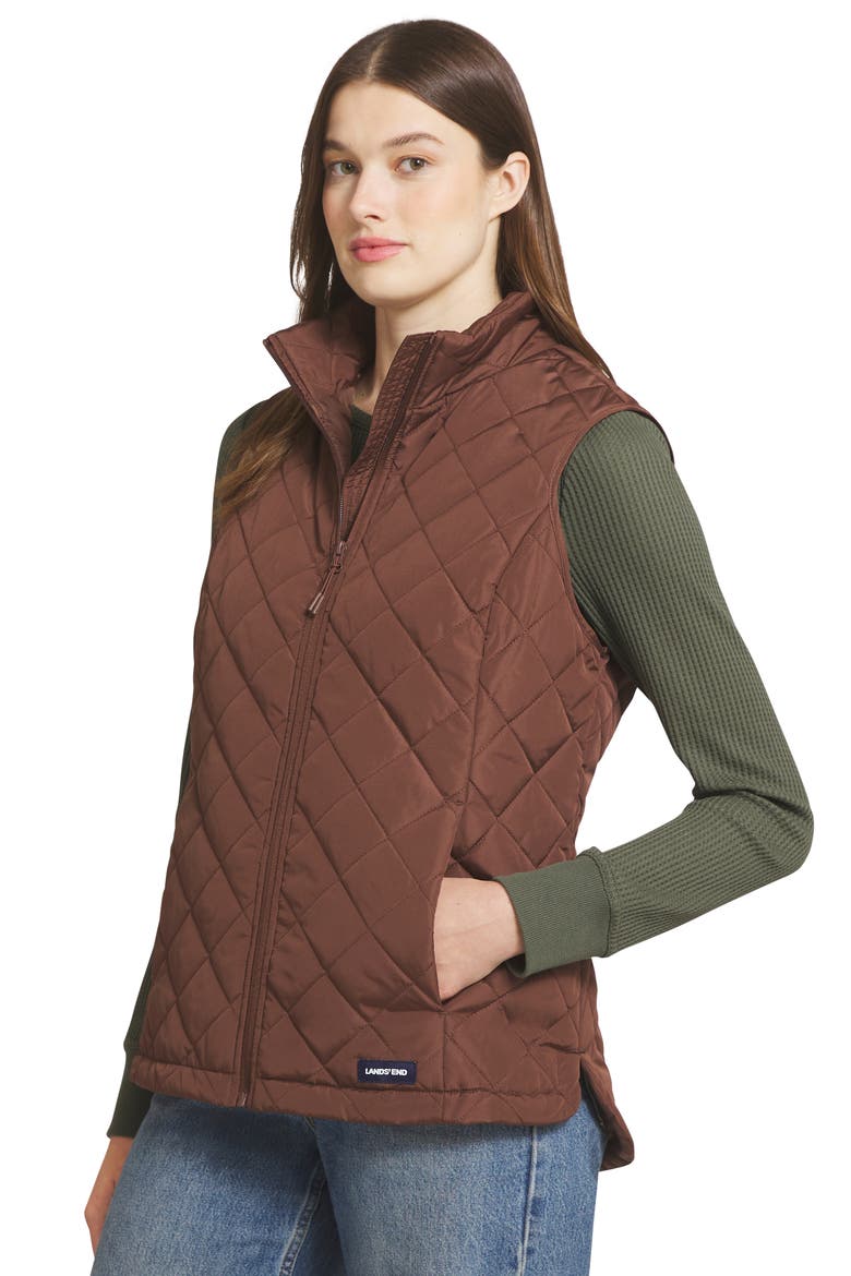 Houndstooth Quilted Puffer Vest, Alternate, color, CHOCOLATE