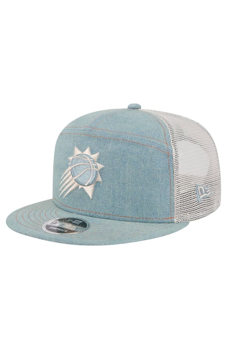 New Era Men's New Era Phoenix Suns Adventure Denim Split Panel 9FIFTY Snapback Trucker Hat, Main, color, Denim