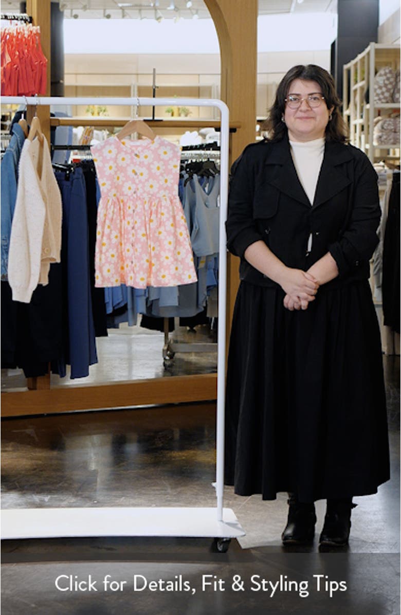 Kids' Floral Print Cotton Button Front Dress, sales video thumbnail