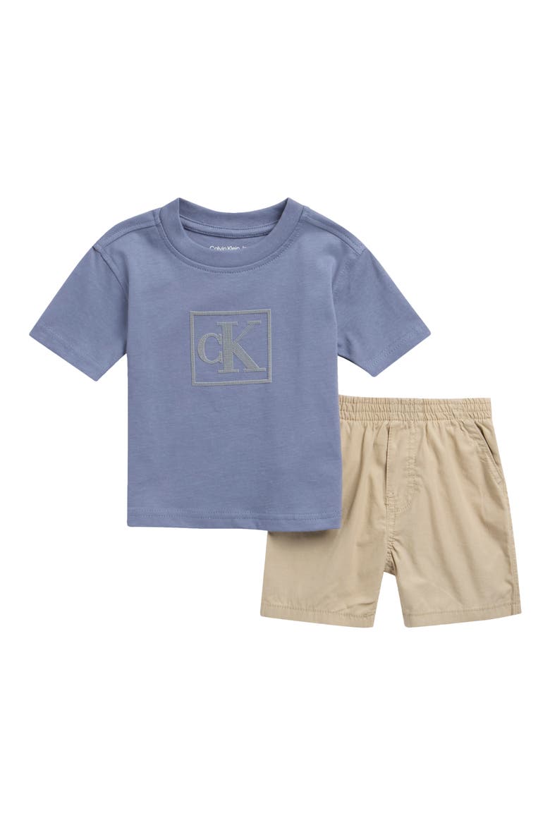 Cotton Crew Tee & Shorts Set, Main, color, BLUE MULTI