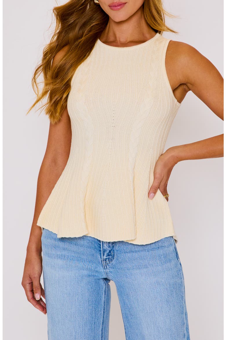 Maggie Peplum Sleeveless Sweater, Alternate, color, CREAM