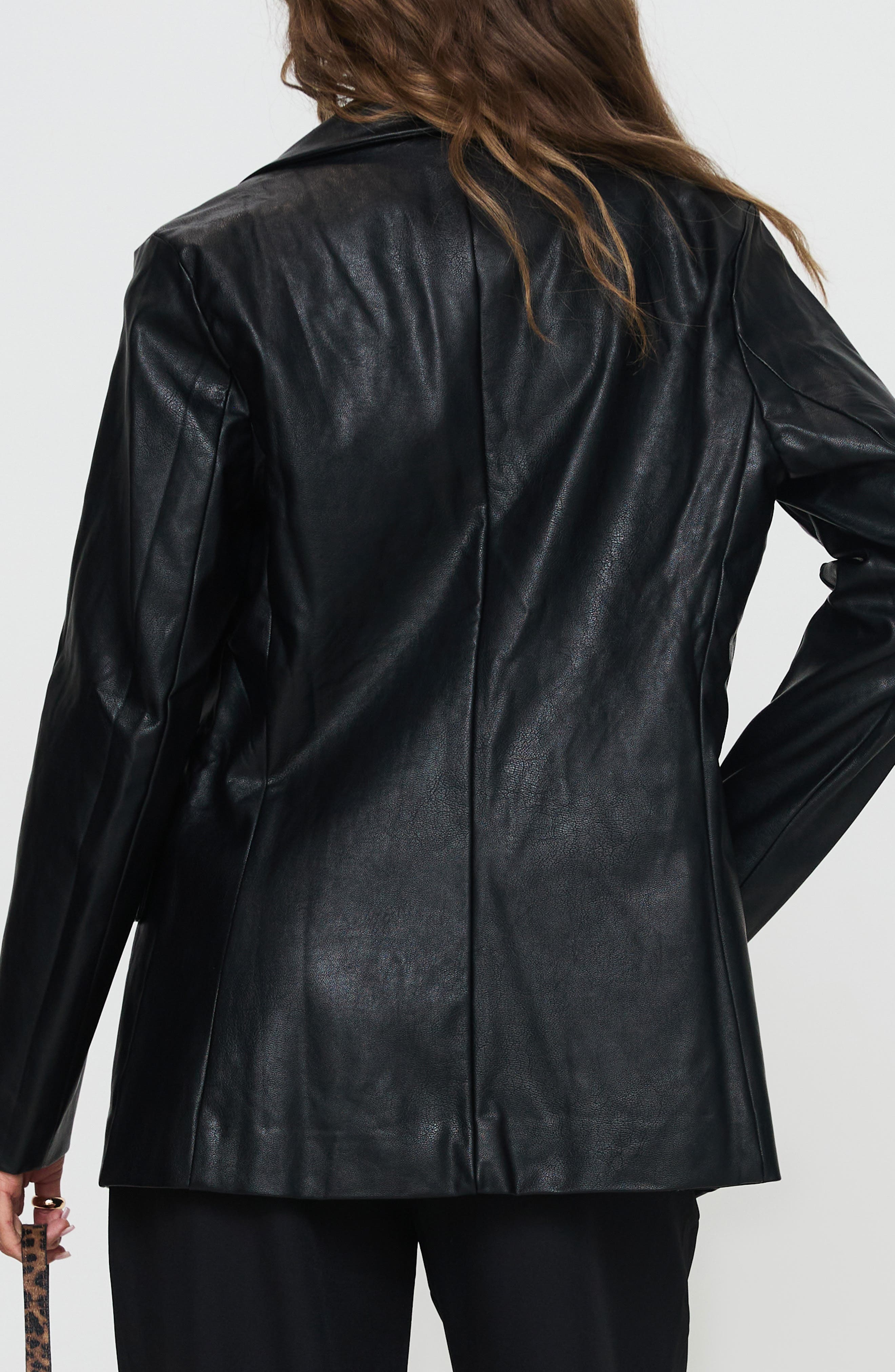 Ellen Oversize Faux Leather Blazer - image 2