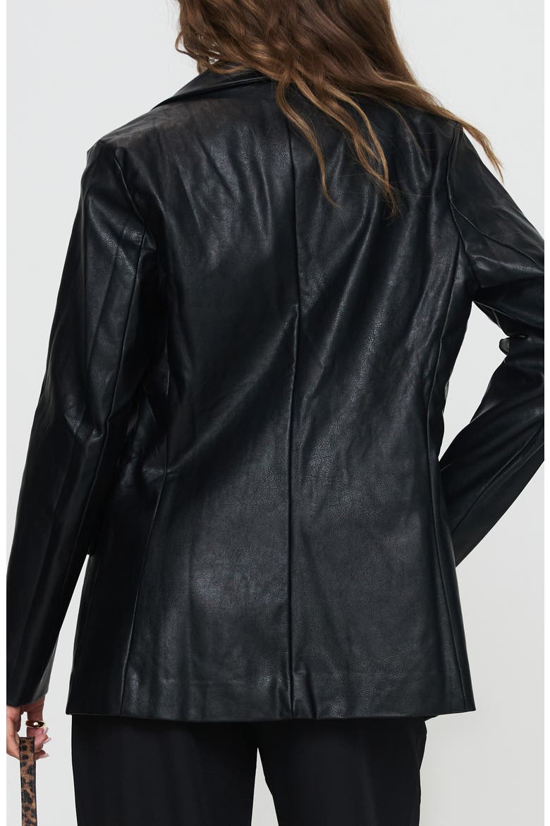 Ellen Oversize Faux Leather Blazer, Alternate, color, BLACK
