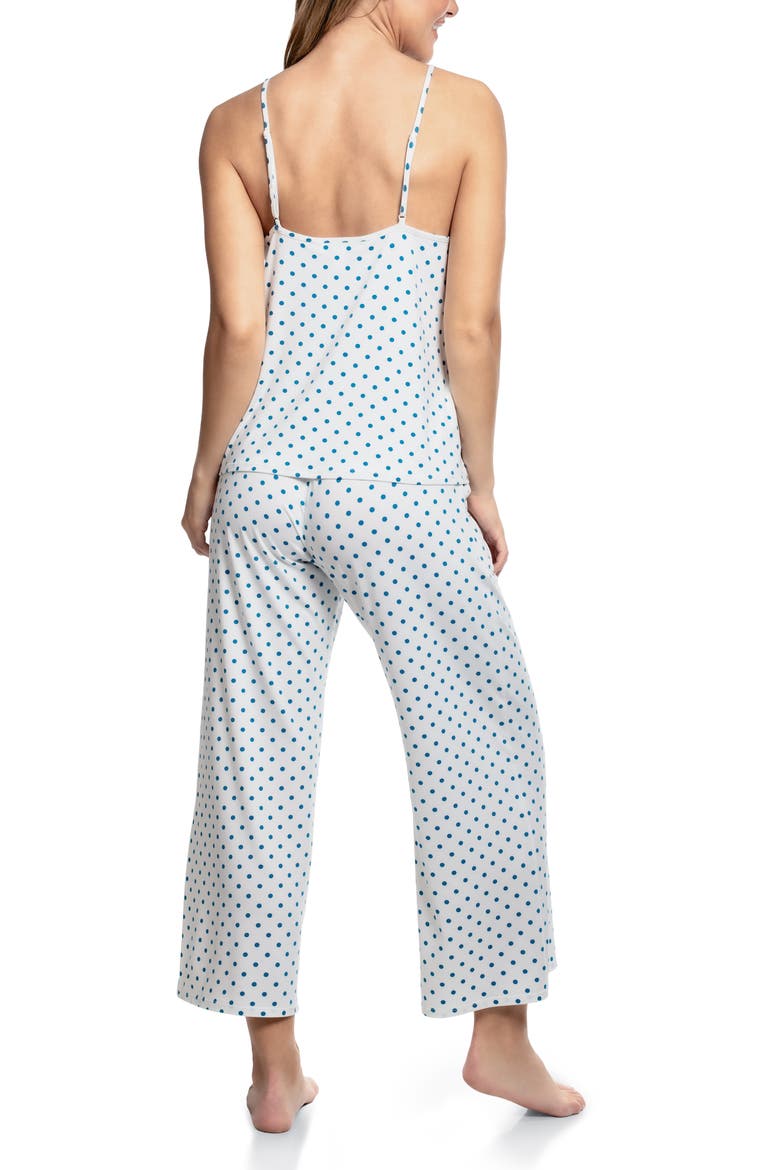 Aimee Cropped Pajama Set, Alternate, color, IVORY/ TEAL DOT