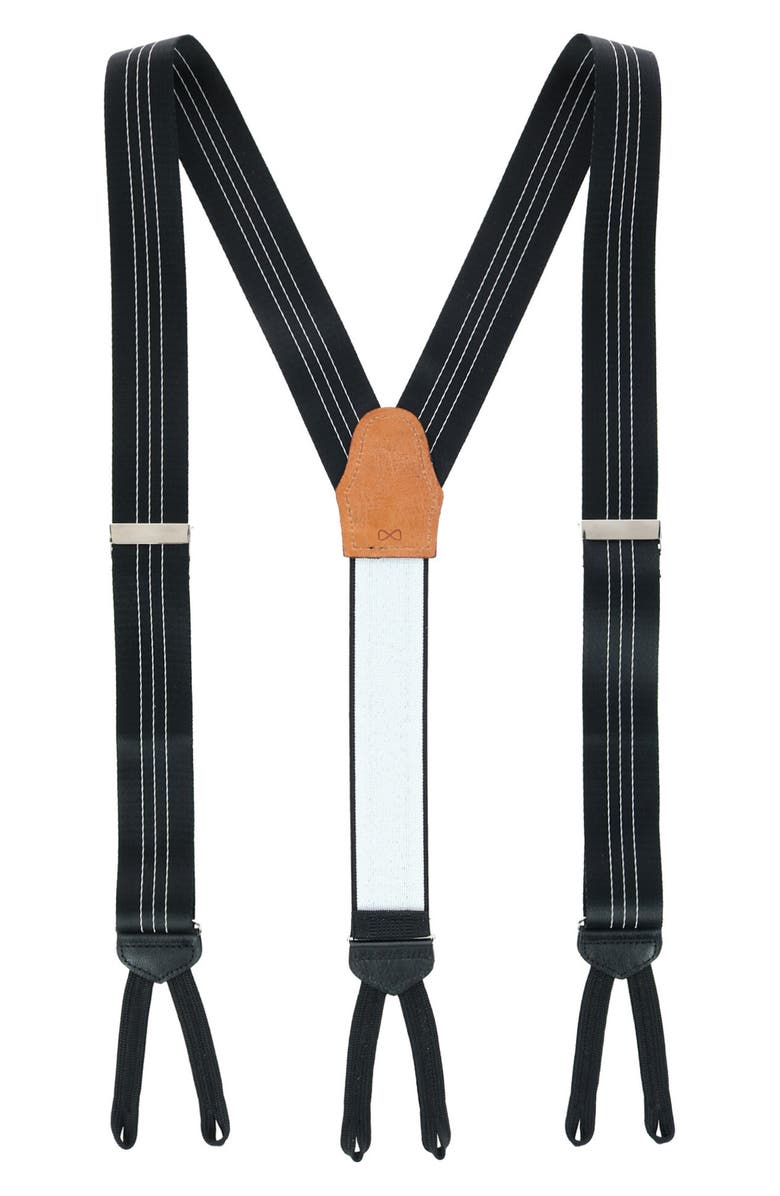 Trafalgar Frederick Stripe Suspenders, Main, color, Black