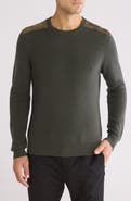 Bruno Magli Faux Suede Patch Merino Wool Sweater