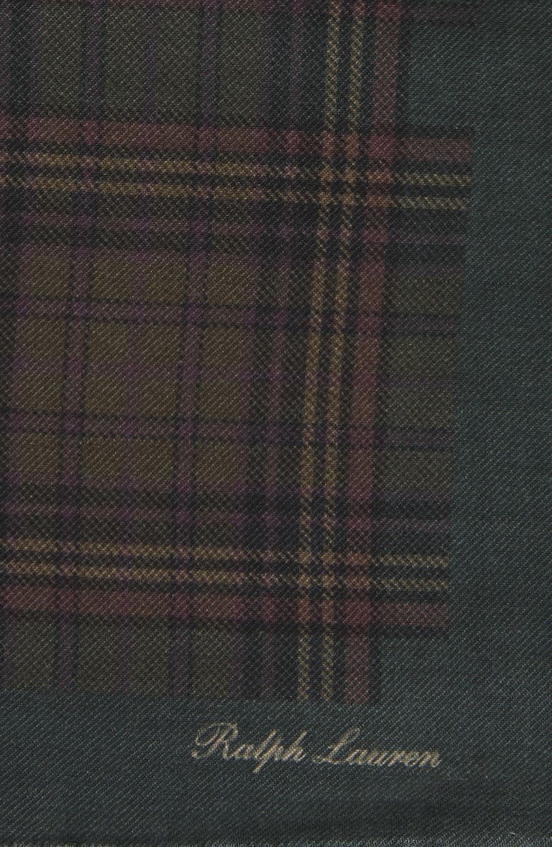 Ralph Lauren Purple Label Plaid Cashmere & Silk Pocket Square, Alternate, color, 
