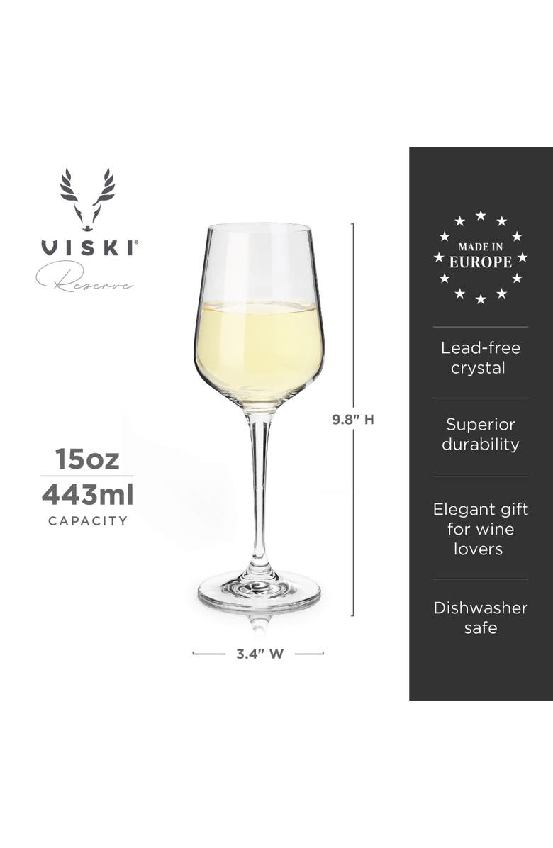 Viski Reserve Inez Crystal Chardonnay Glasses Set of 4, Alternate, color, Clear