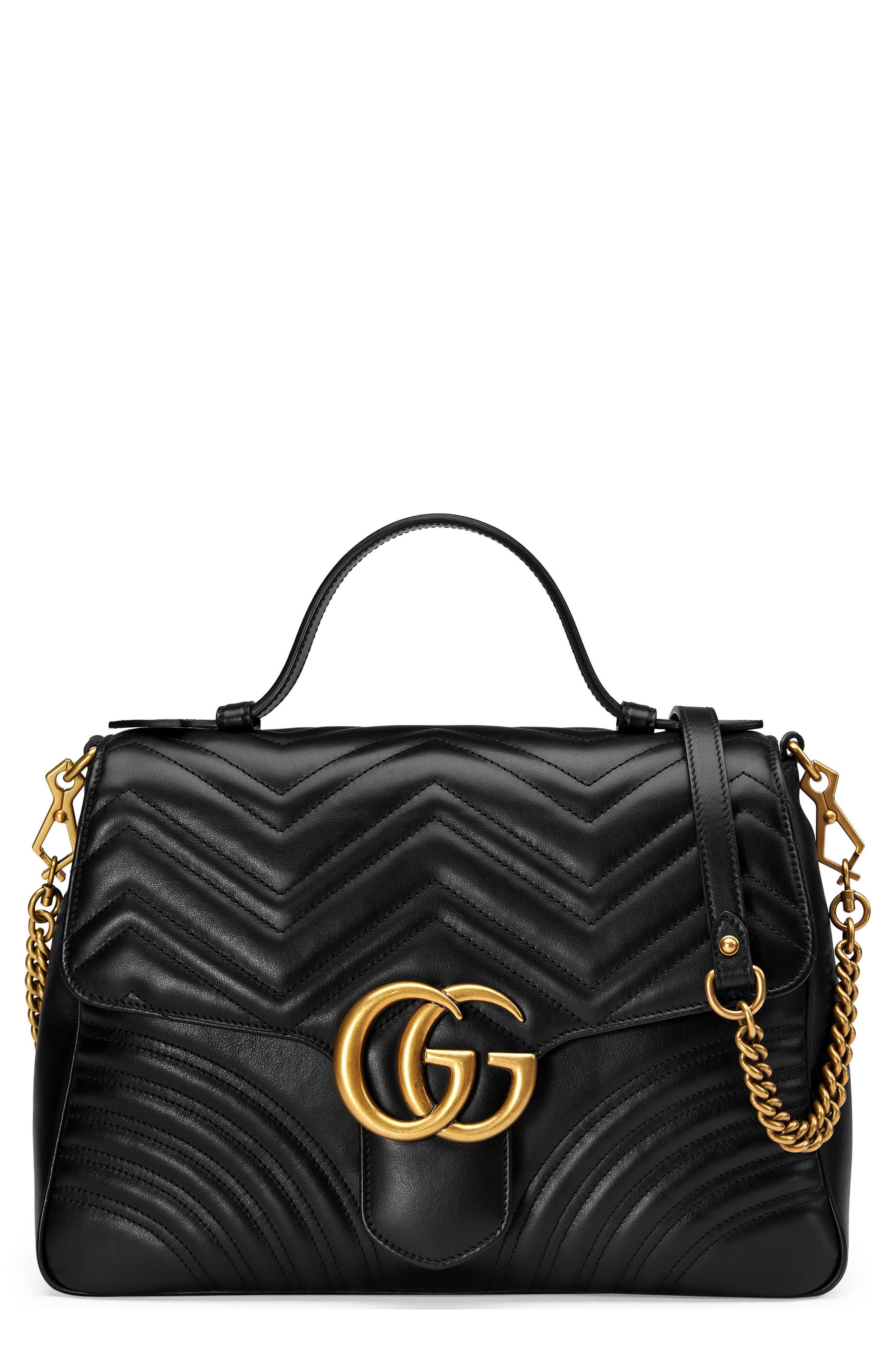 Gucci Medium GG Marmont 2.0 Matelassé Leather Top Handle Bag, Main, color, 