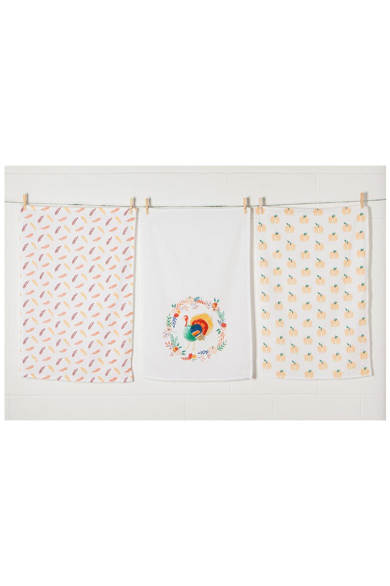 Harvest Turkey Set of 3 Dish Towels, Main, color, HARVEST TURKEY