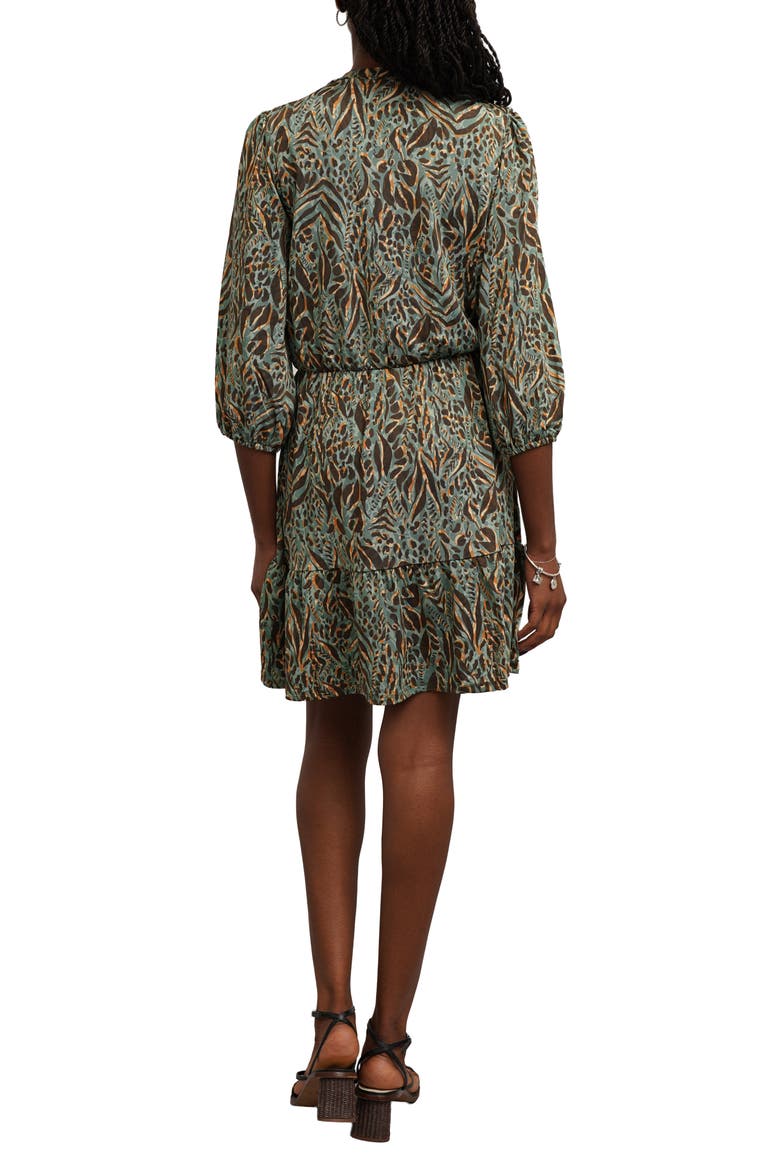 Print Tiered A-Line Dress, Alternate, color, JADE