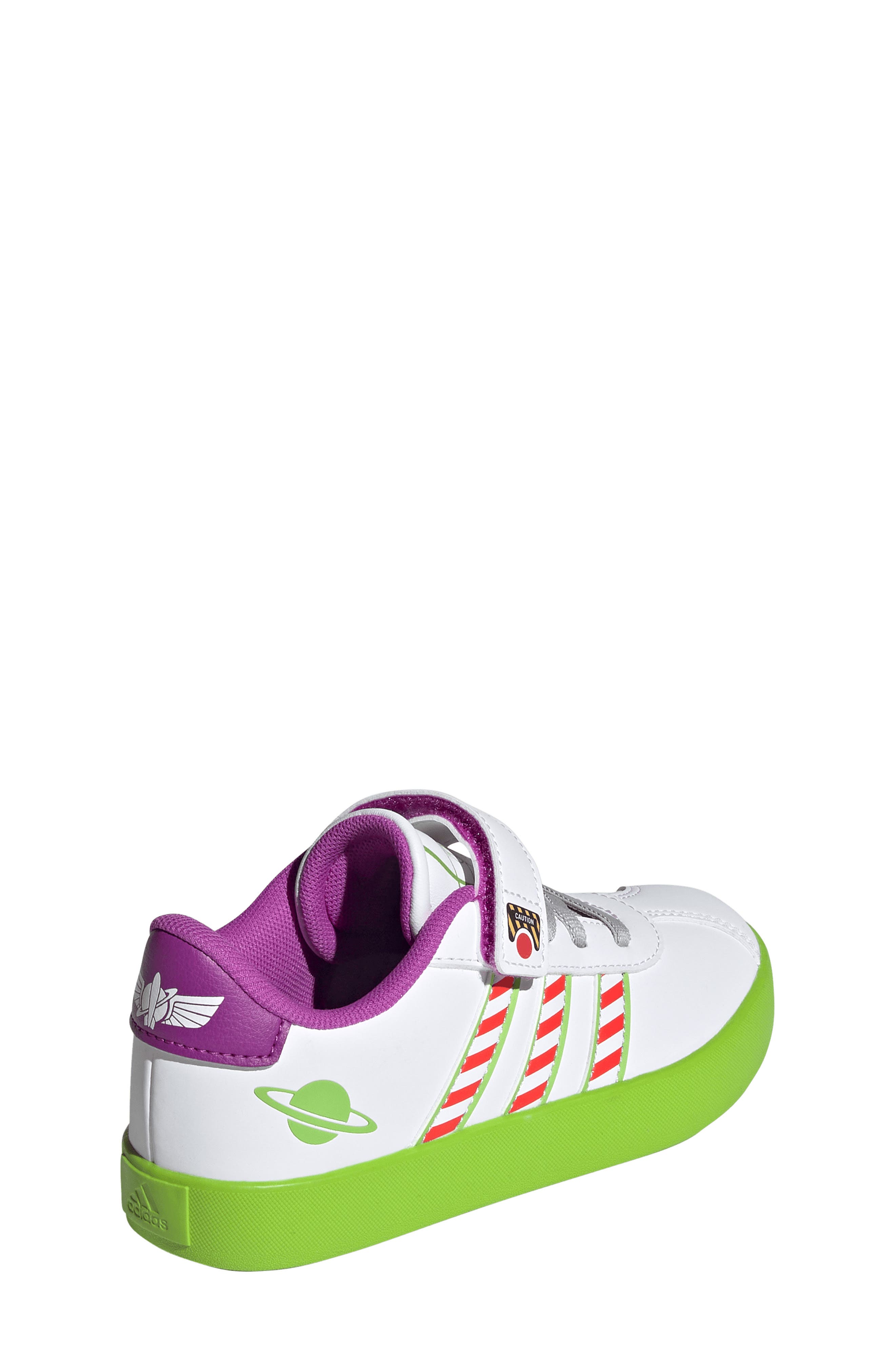 adidas Kids' Disney Buzz Court Sneaker, Alternate, color, Footwear White/ Solar Green