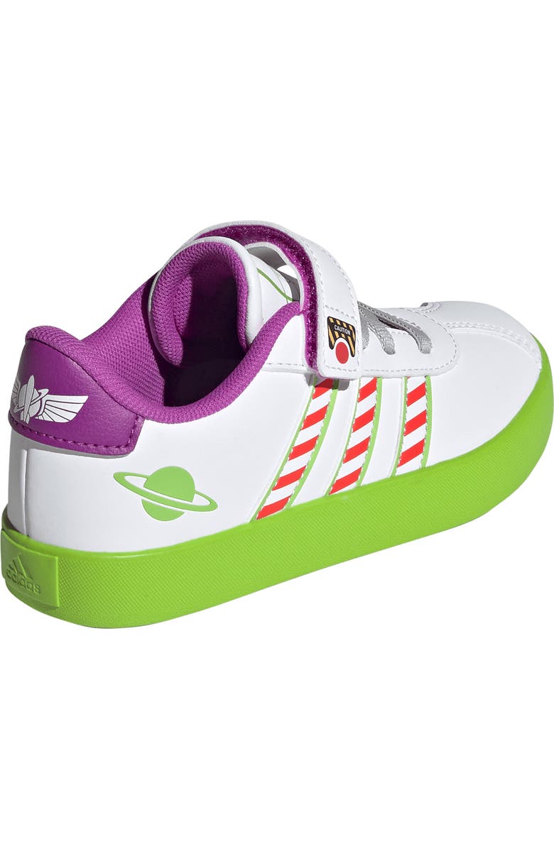 adidas Kids' Disney Buzz Court Sneaker, Alternate, color, Footwear White/ Solar Green