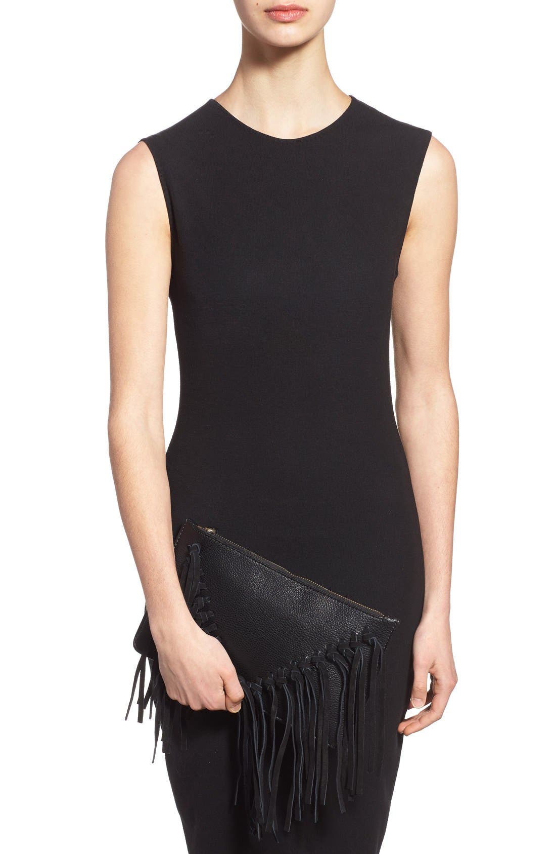 Sole Society Suede Fringe Clutch, Alternate, color, 