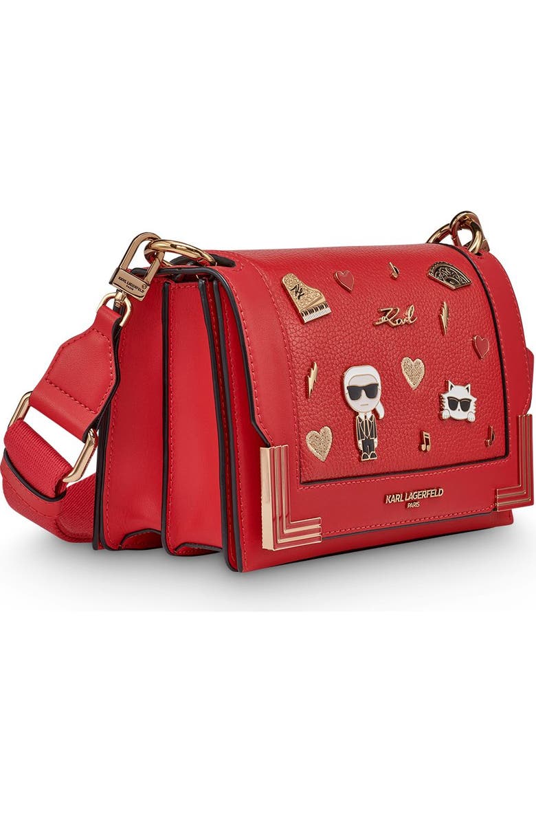 KARL LAGERFELD PARIS Camille Shoulder Bag with Pins, Alternate, color, Admiral Red