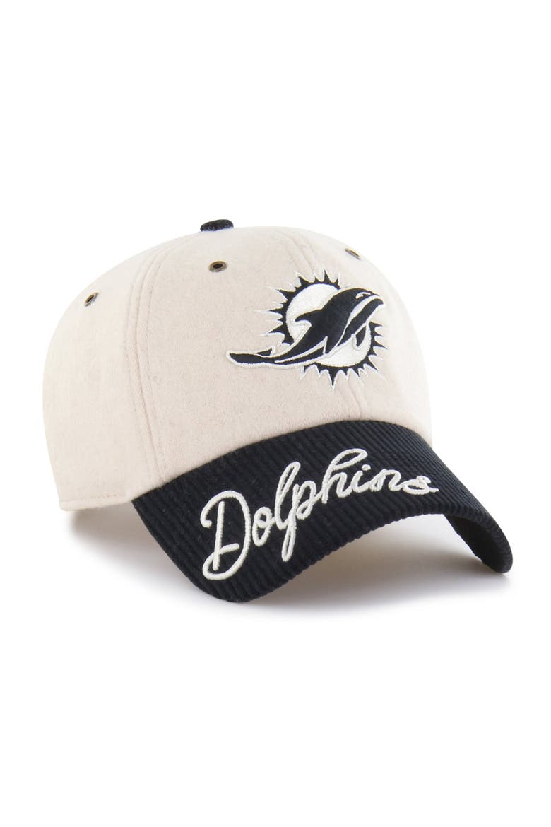 Women's '47 Natural/Black Miami Dolphins Rope Script Clean Up Adjustable Hat, Main, color, Natural