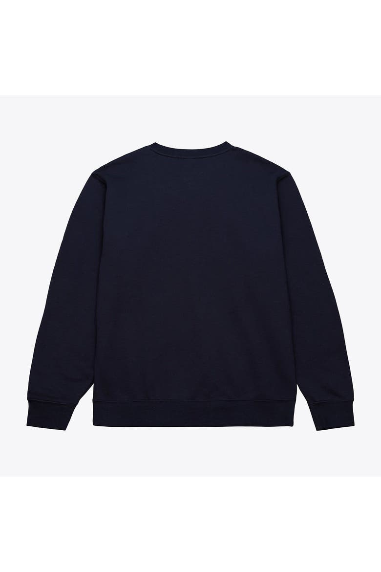 Men's Mitchell & Ness  Navy Michigan Wolverines Half Time Fleece Crewneck Sweatshirt, Alternate, color, Navy