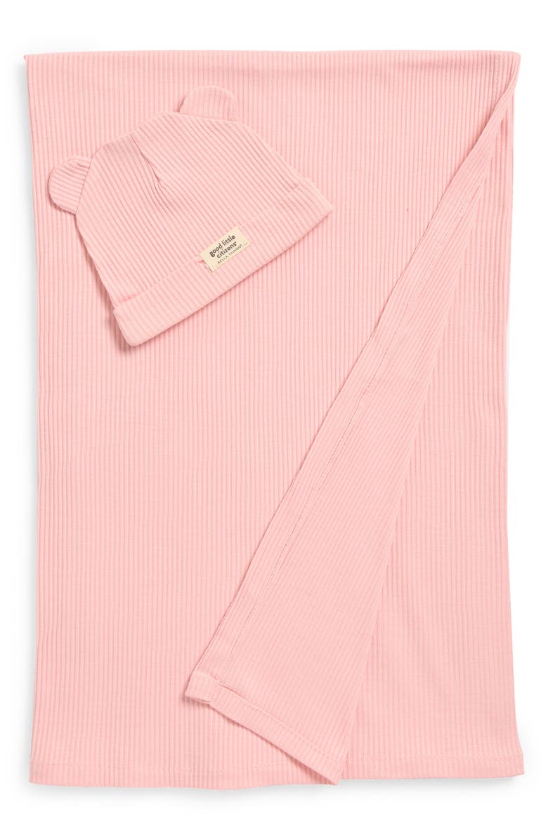 Bella Tunno Rib Swaddle Blanket & Hat Set, Main, color, Open Miscellaneous