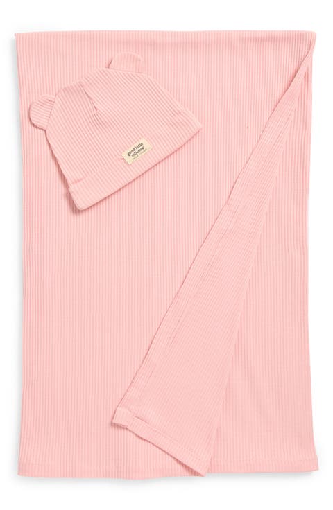 Rib Swaddle Blanket & Hat Set