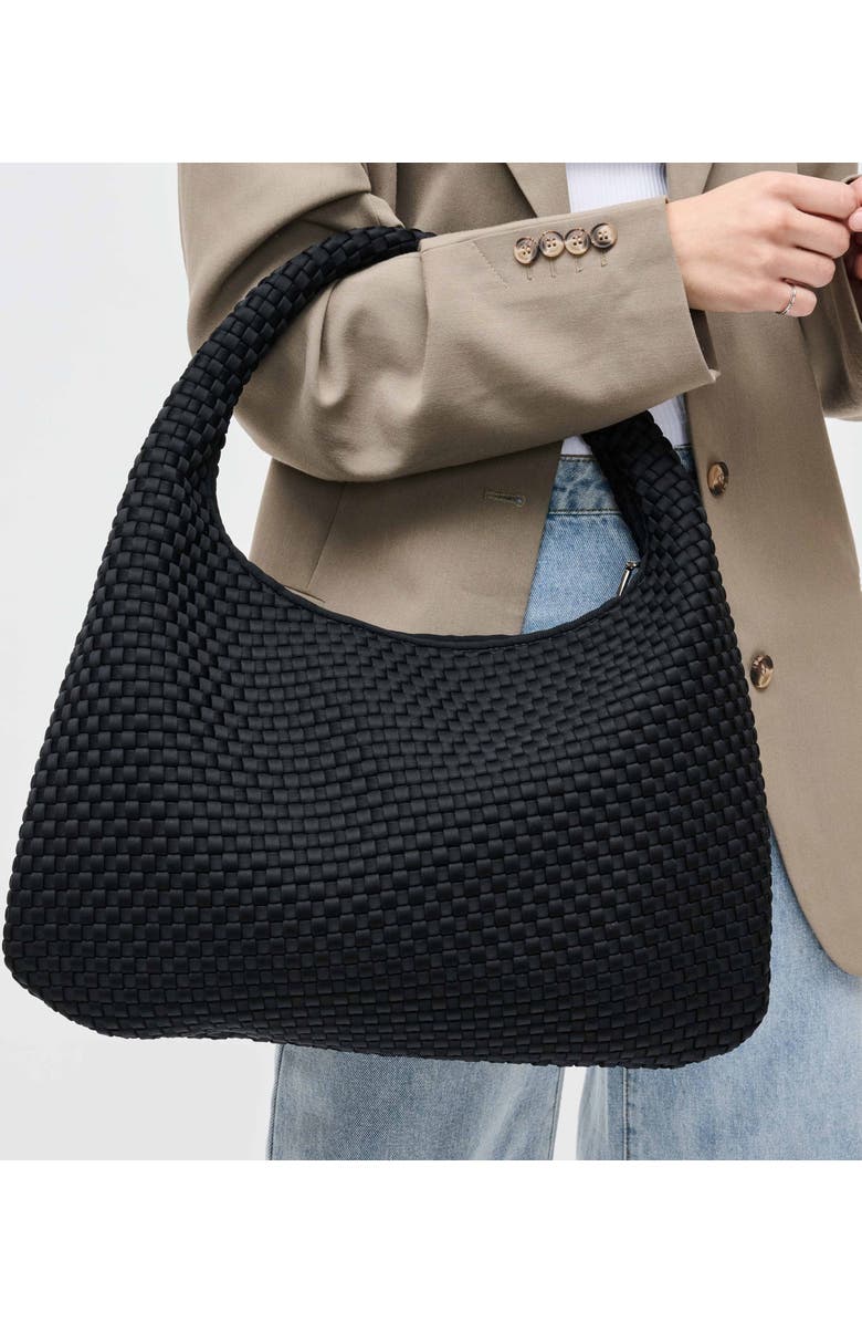 Sol and Selene Dare to Dream - Large Woven Neoprene Hobo Bag, Alternate, color, Black