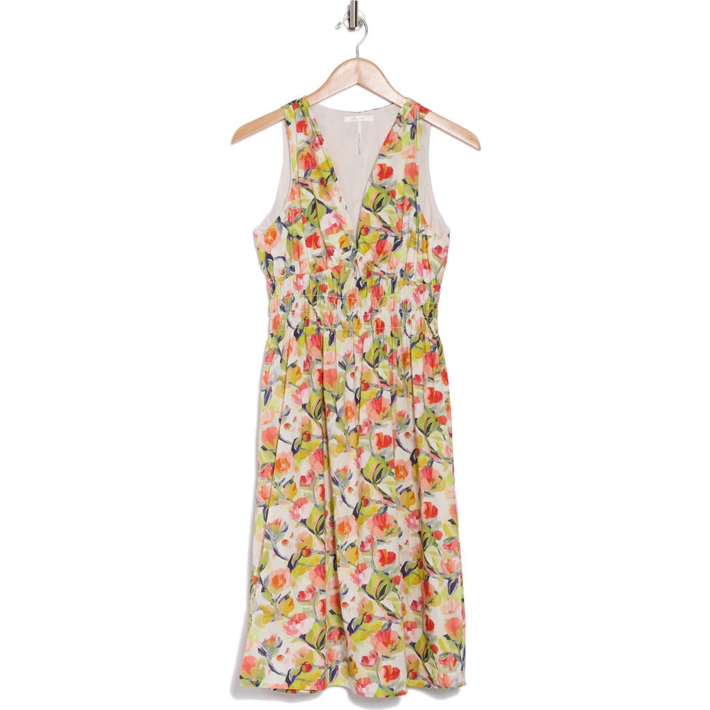 Stitchdrop Springwater Print Sleeveless Dress In Coral