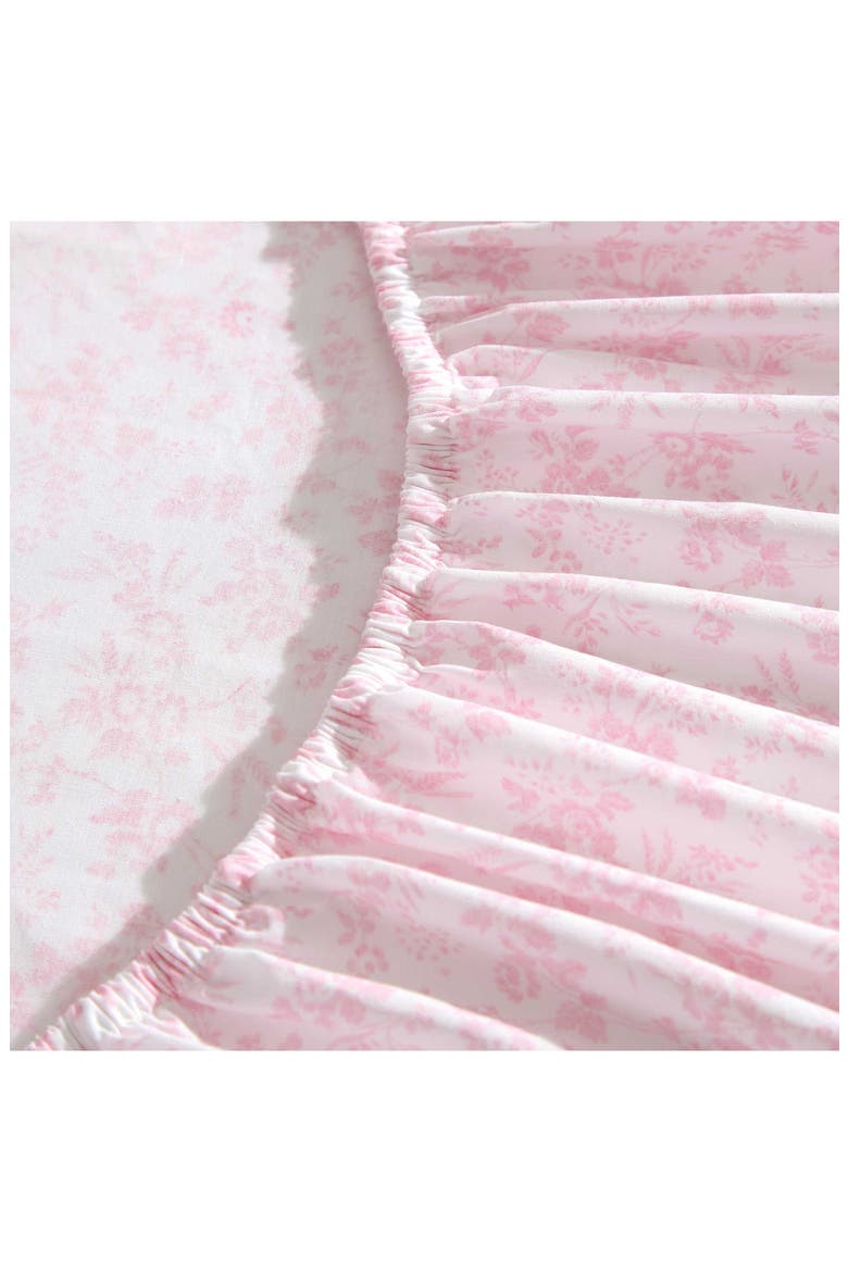 Floral Toile 200 Thread Count Cotton Percale Sheet Set, Alternate, color, LIGHT PINK