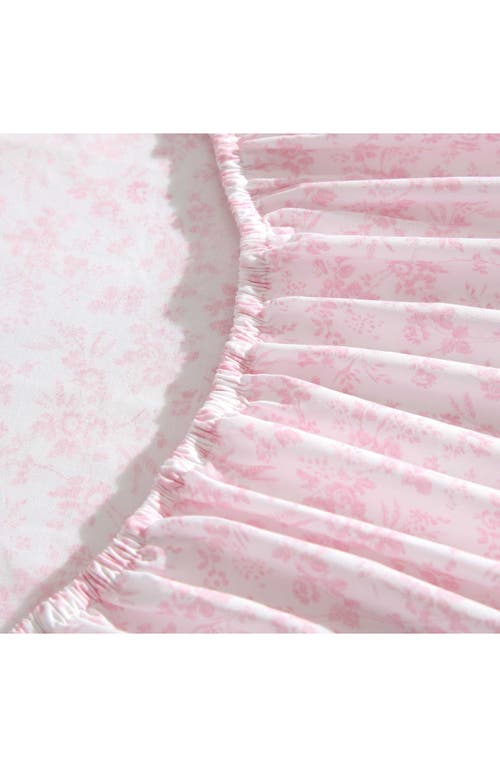 Laura Ashley Floral Toile 200 Thread Count Cotton Percale Sheet Set In Pink