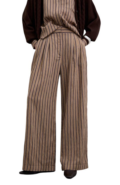 Striped Pleated Trousers