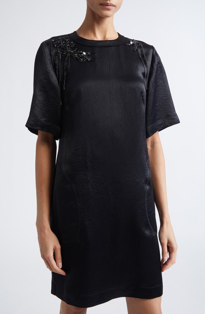Jason Wu Collection Embellished Washed Twill Minidress, Alternate, color, Black