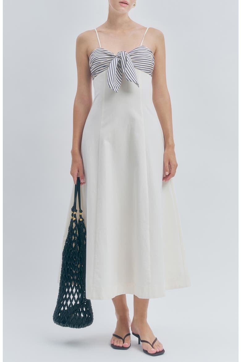Tullerie A-Line Dress, Main, color, IVORY BLUE STRIPE