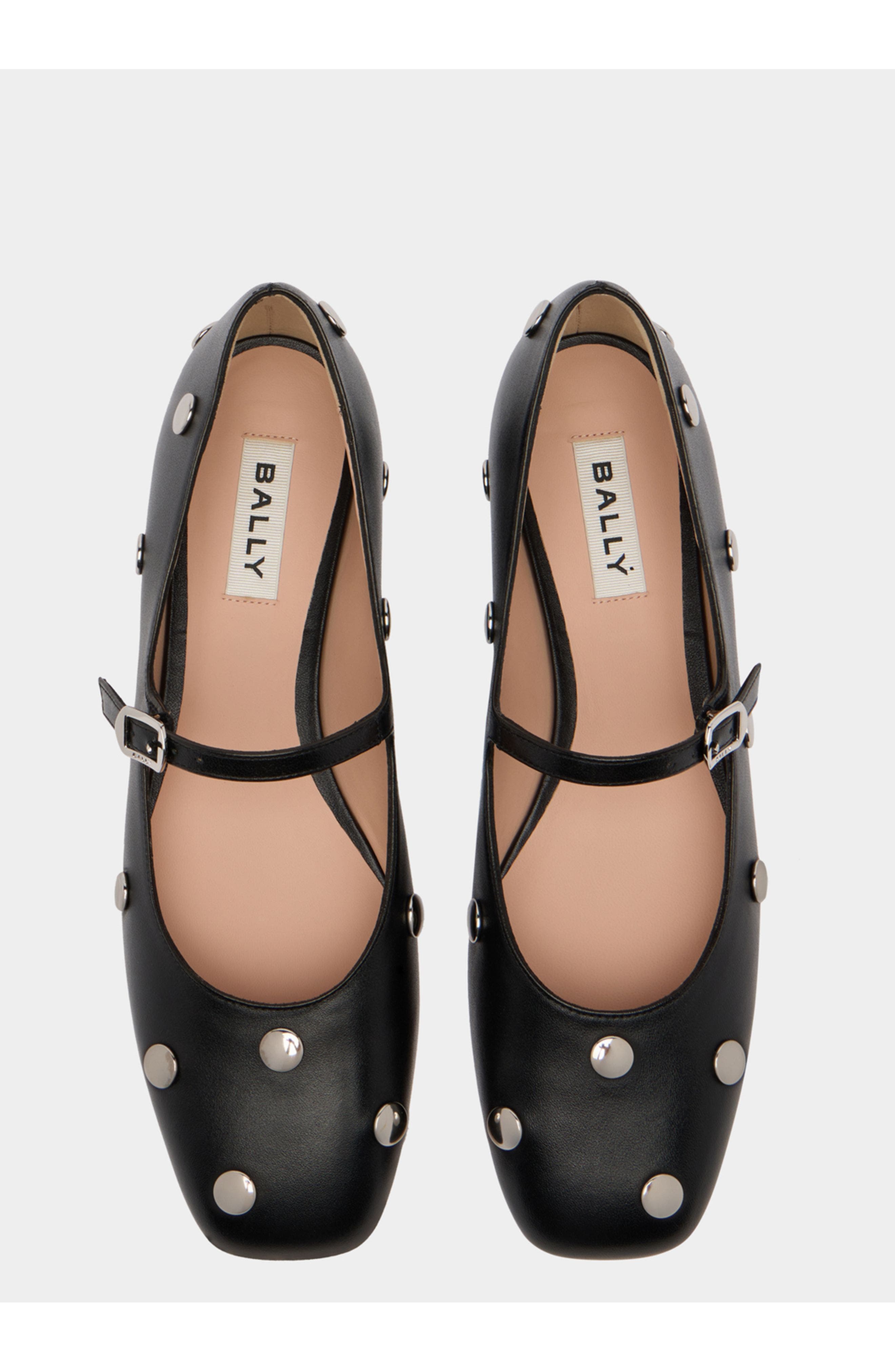 Bally rina Flat in Calf and Goat Leather, Alternate, color, Black